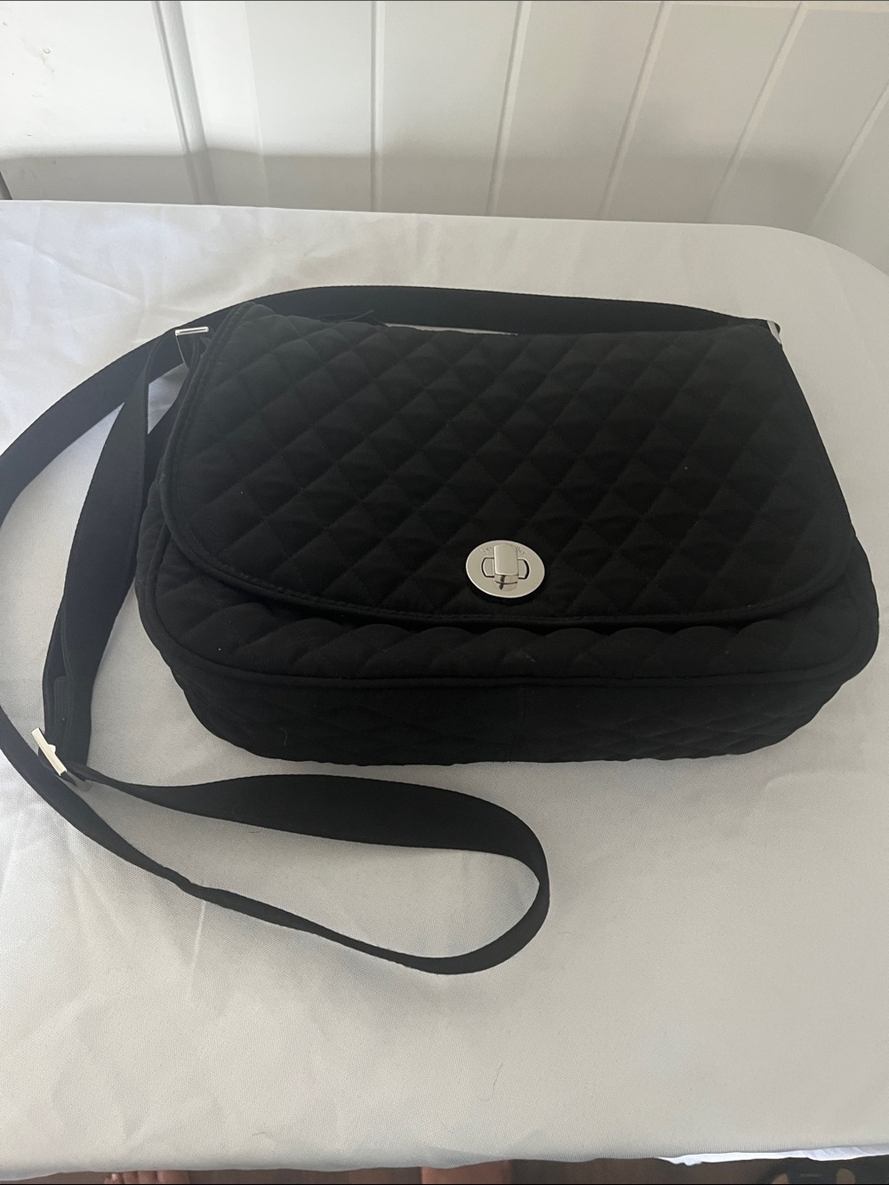 Vera Bradley Black Quilted Crossbody with Silver Turn-Lock